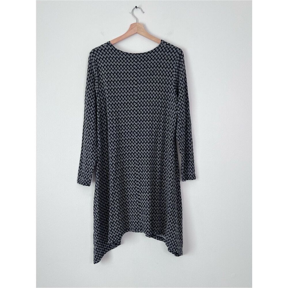 Gudrun Sjoden Mini Tunic Dress Womens Size L Black Gray Floral A-Line Swing - Picture 7 of 10